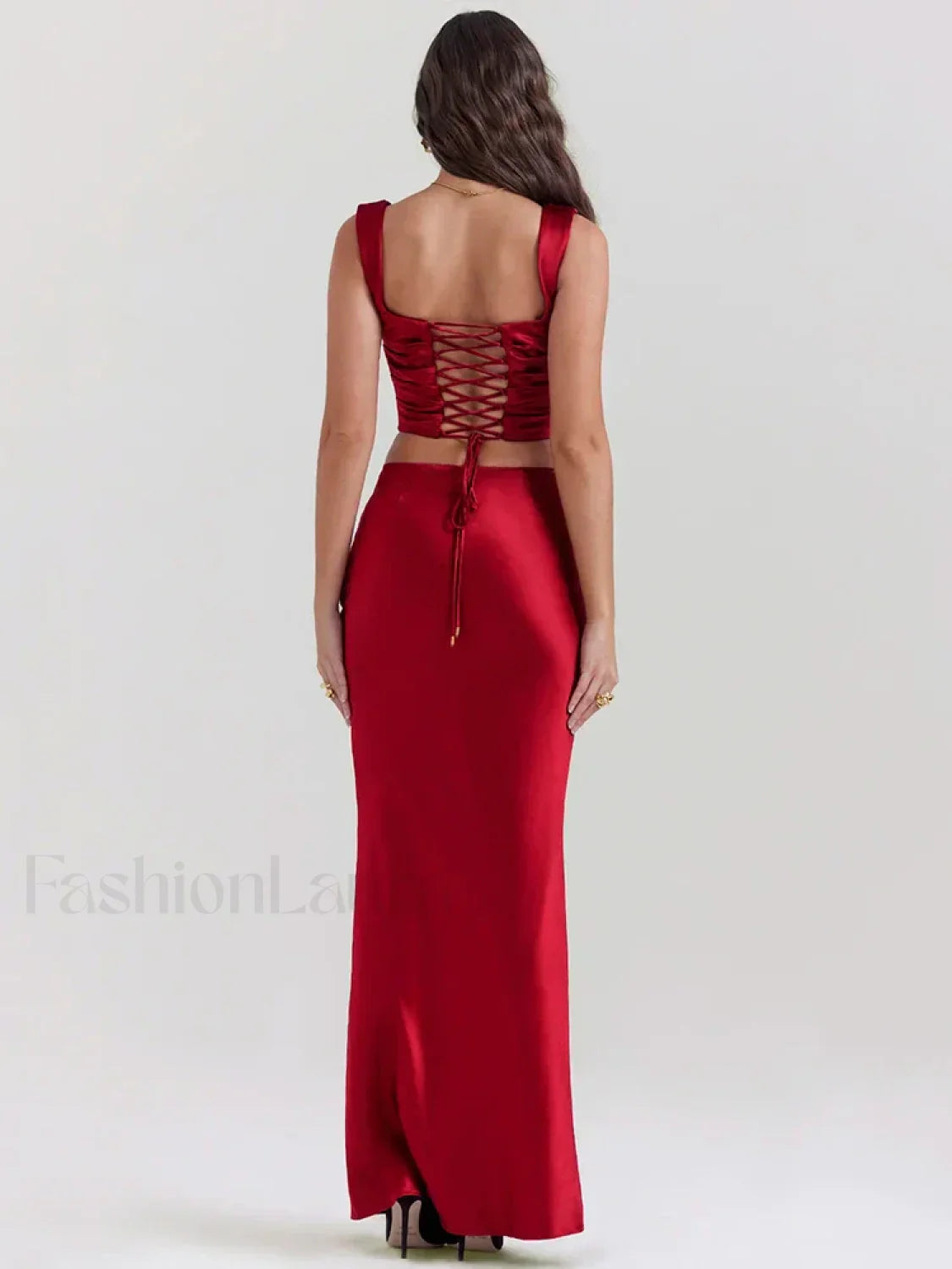 Satin Backless Skirt Maxi Dress