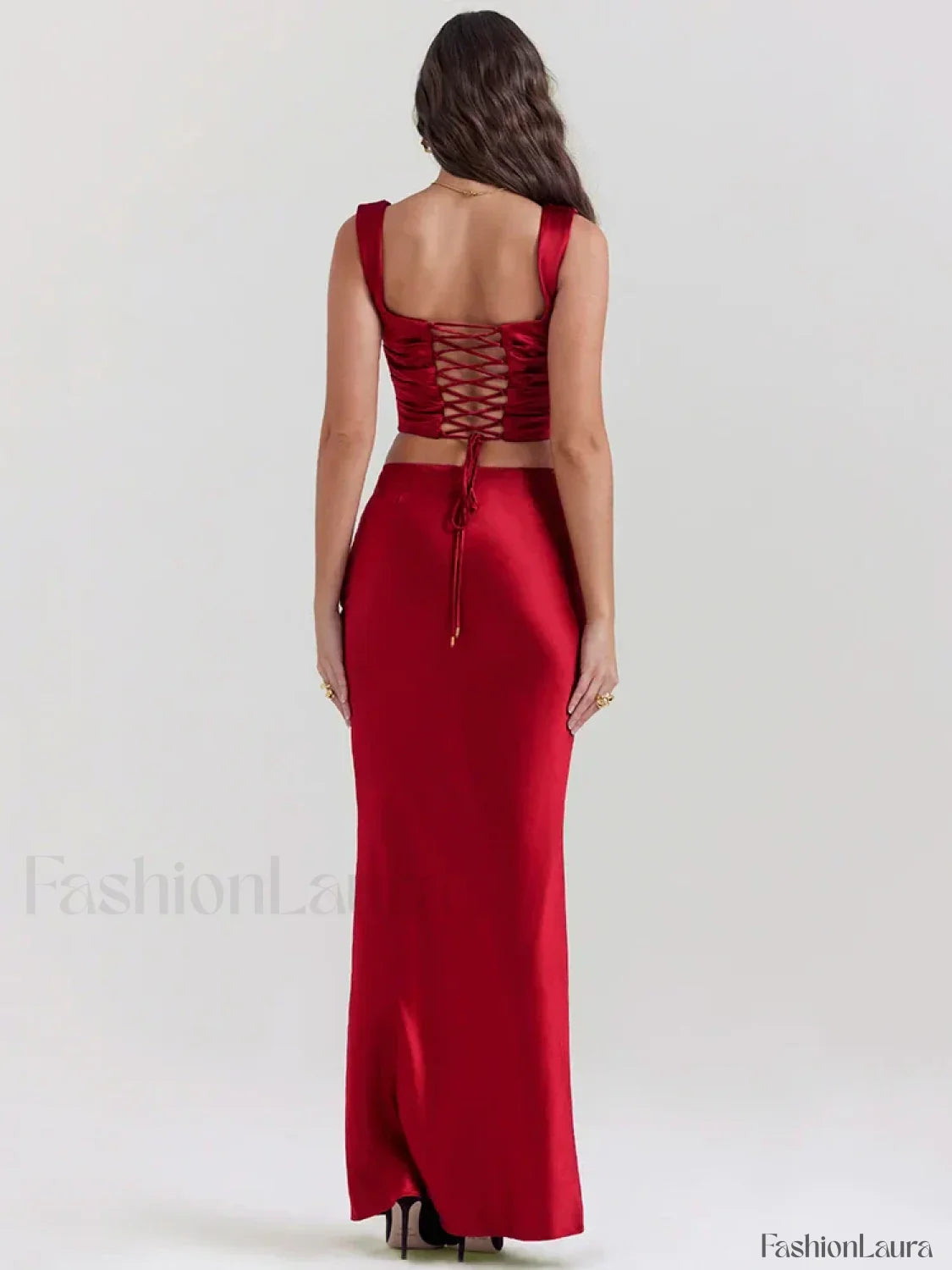 Satin Backless Skirt Maxi Dress