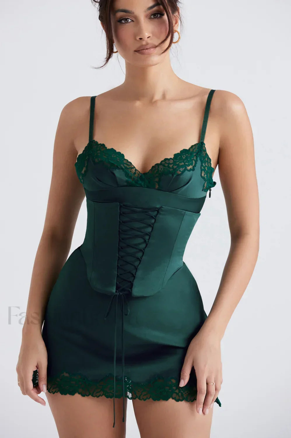 Satin Elegant Slip Dress XS / Forest