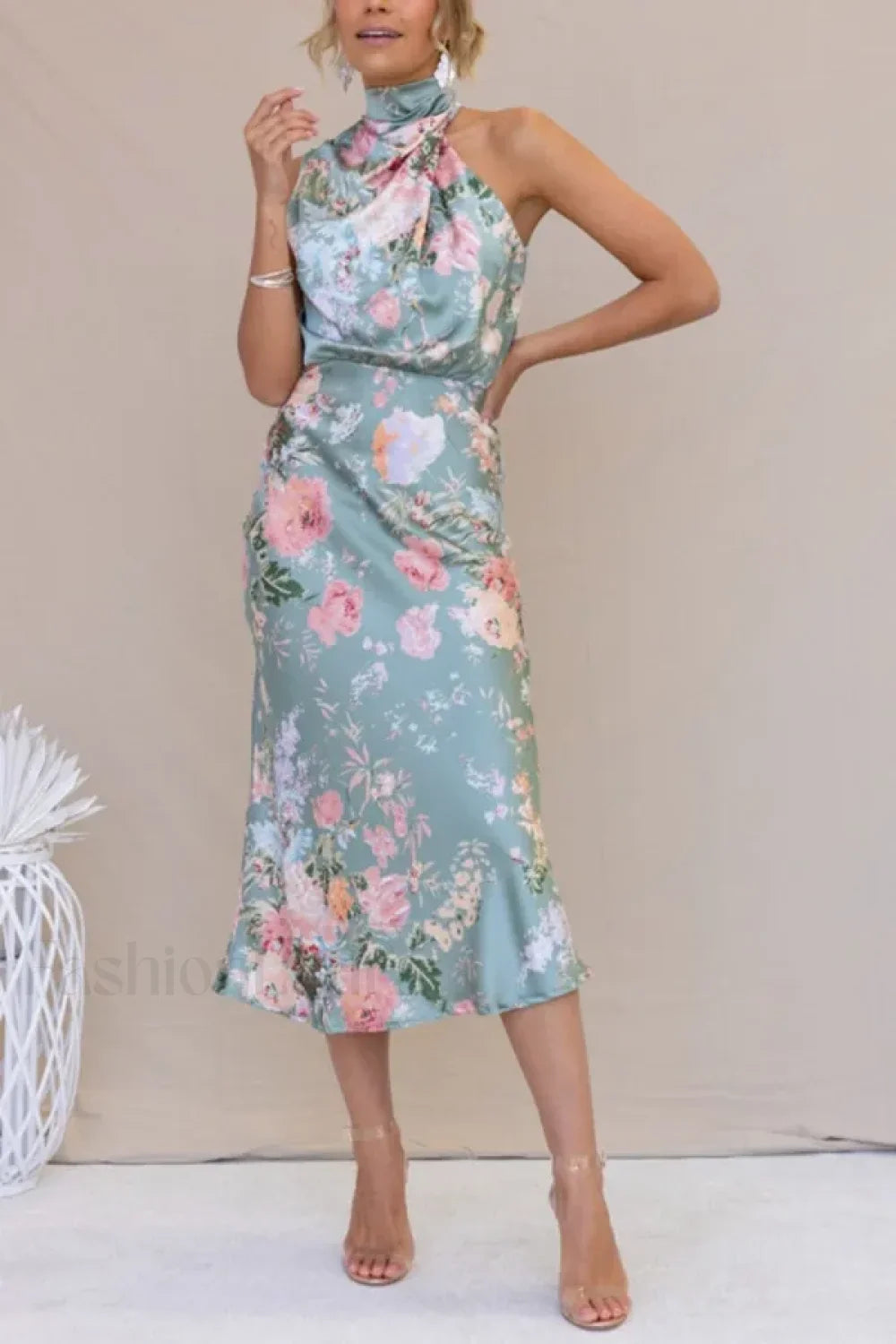 Tailored Satin Halter A Dress for Modern Fashion Wear Boutique Fashion Style