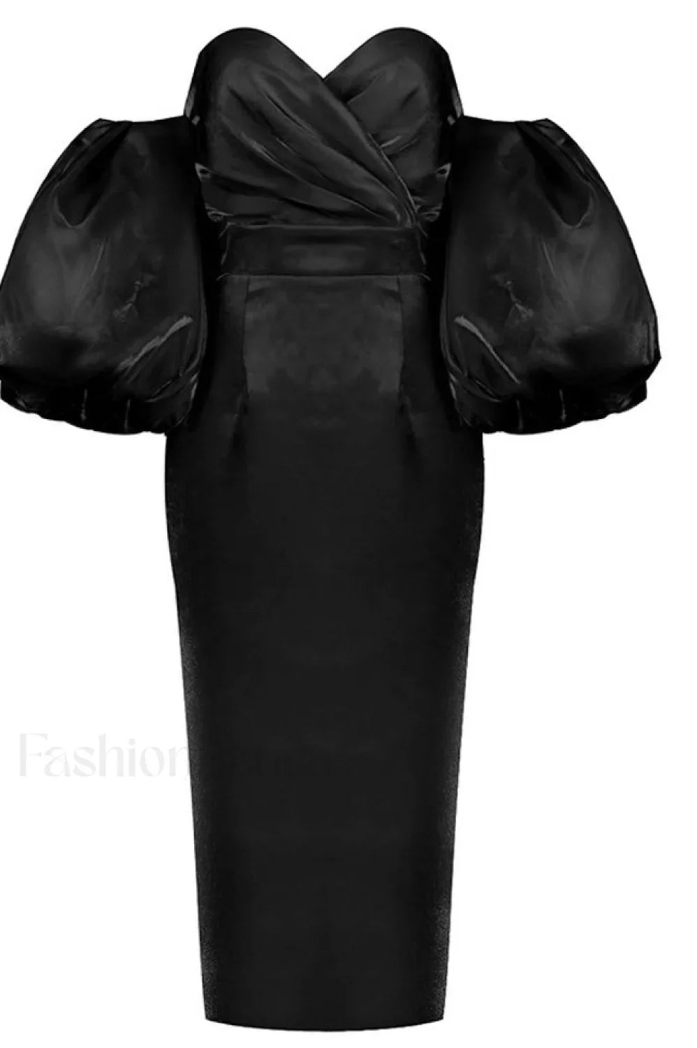 Satin Strapless Stylish Midi Dress