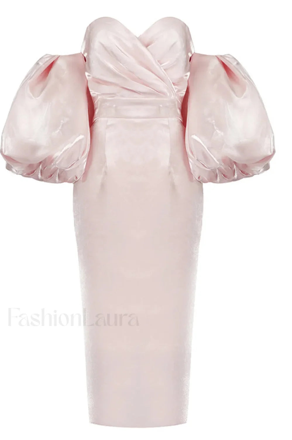 Satin Strapless Stylish Midi Dress