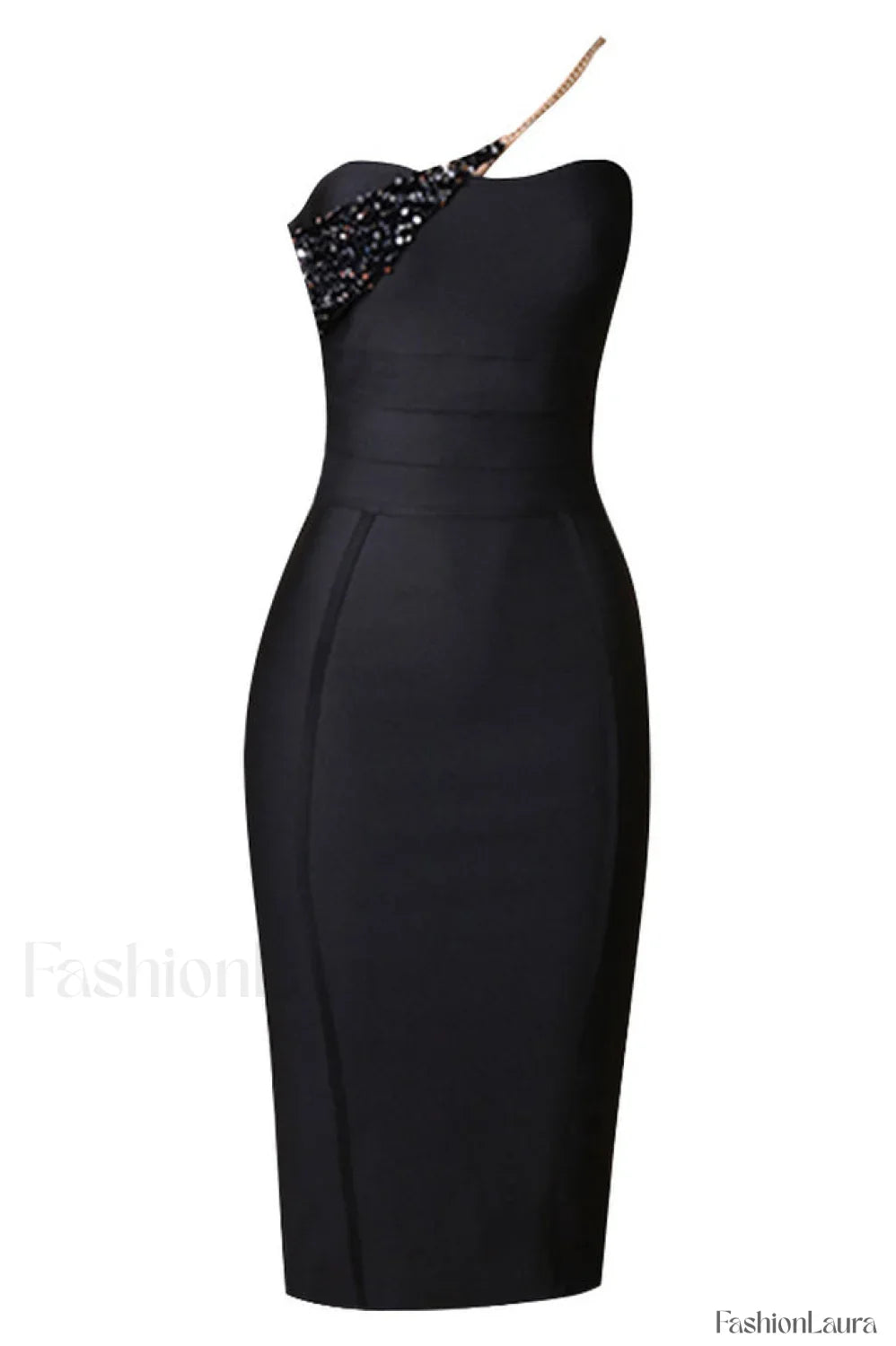 Savina One Shoulder Charming Midi Bandage Dress