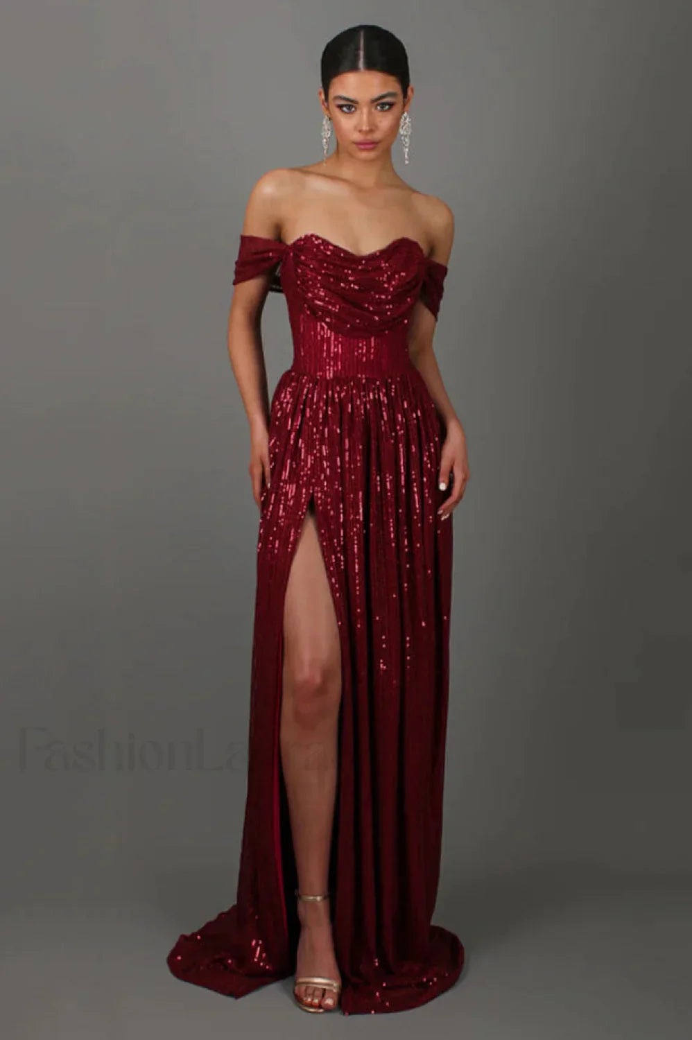 Sequin Dress With Charming Corset & Arm Drapes