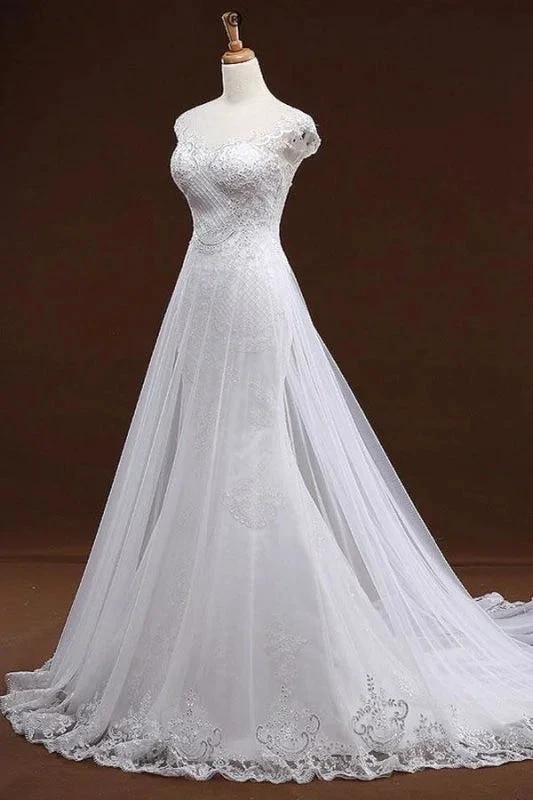 Sequine Appliques Tulle Pretty Mermaid Elegant Wedding Dresses (ZD14713)