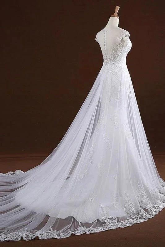 Sequine Appliques Tulle Pretty Mermaid Elegant Wedding Dresses (ZD14713)