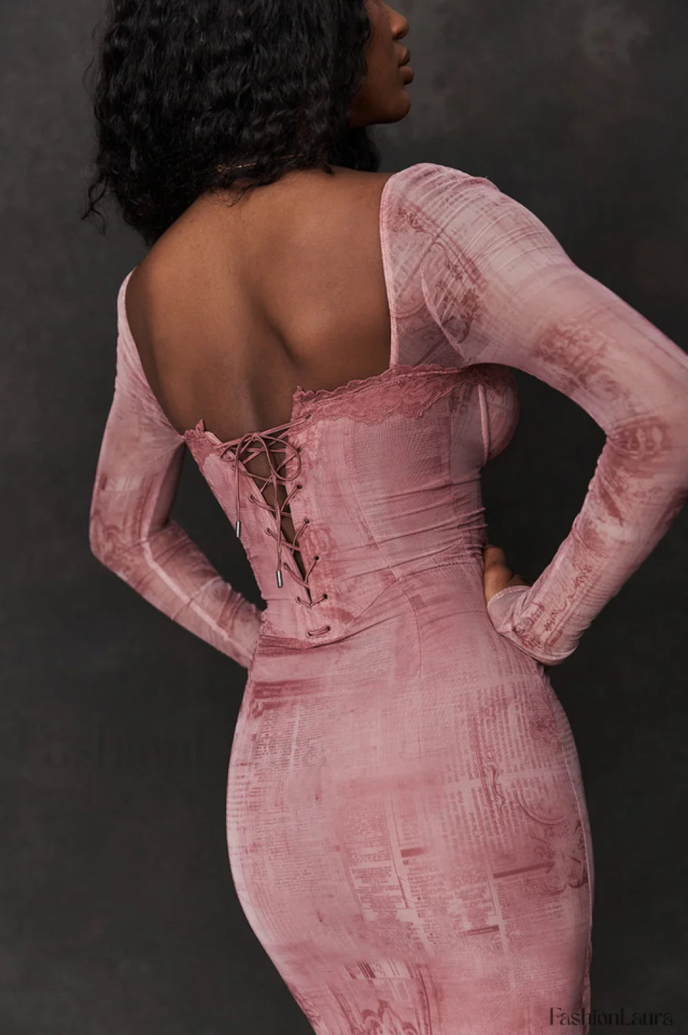 Seraphina Pink Stylish Printed Belted Dress