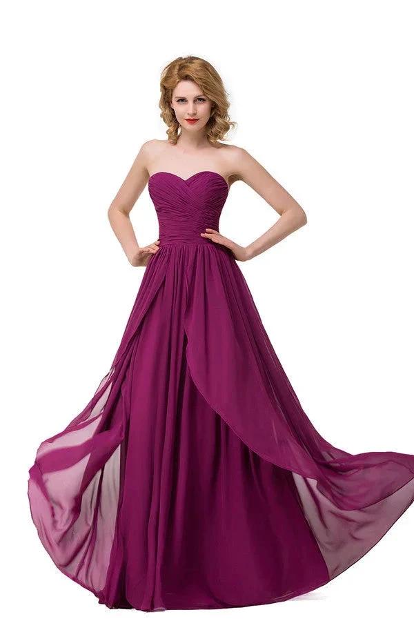 Sexy A-line Floor-length Sweetheart Ruffle Chiffon Bridesmaid Dresses (ZD13075)