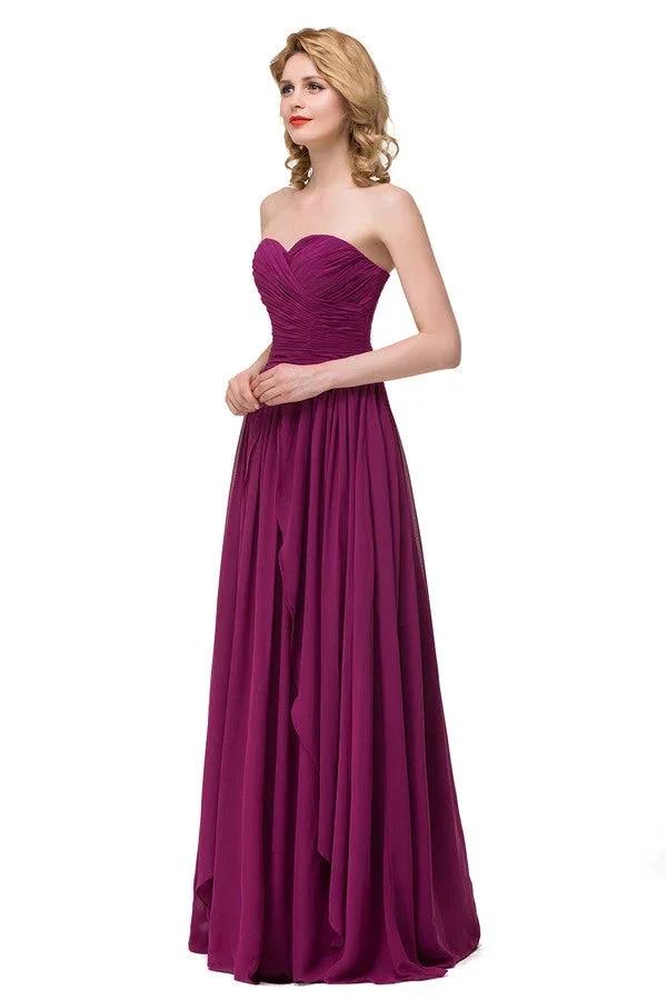 Sexy A-line Floor-length Sweetheart Ruffle Chiffon Bridesmaid Dresses (ZD13075)