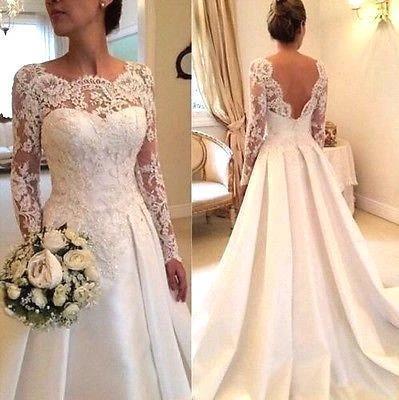 Sexy A-line Wedding Dresses with Sleeves Lace (ZD16571)