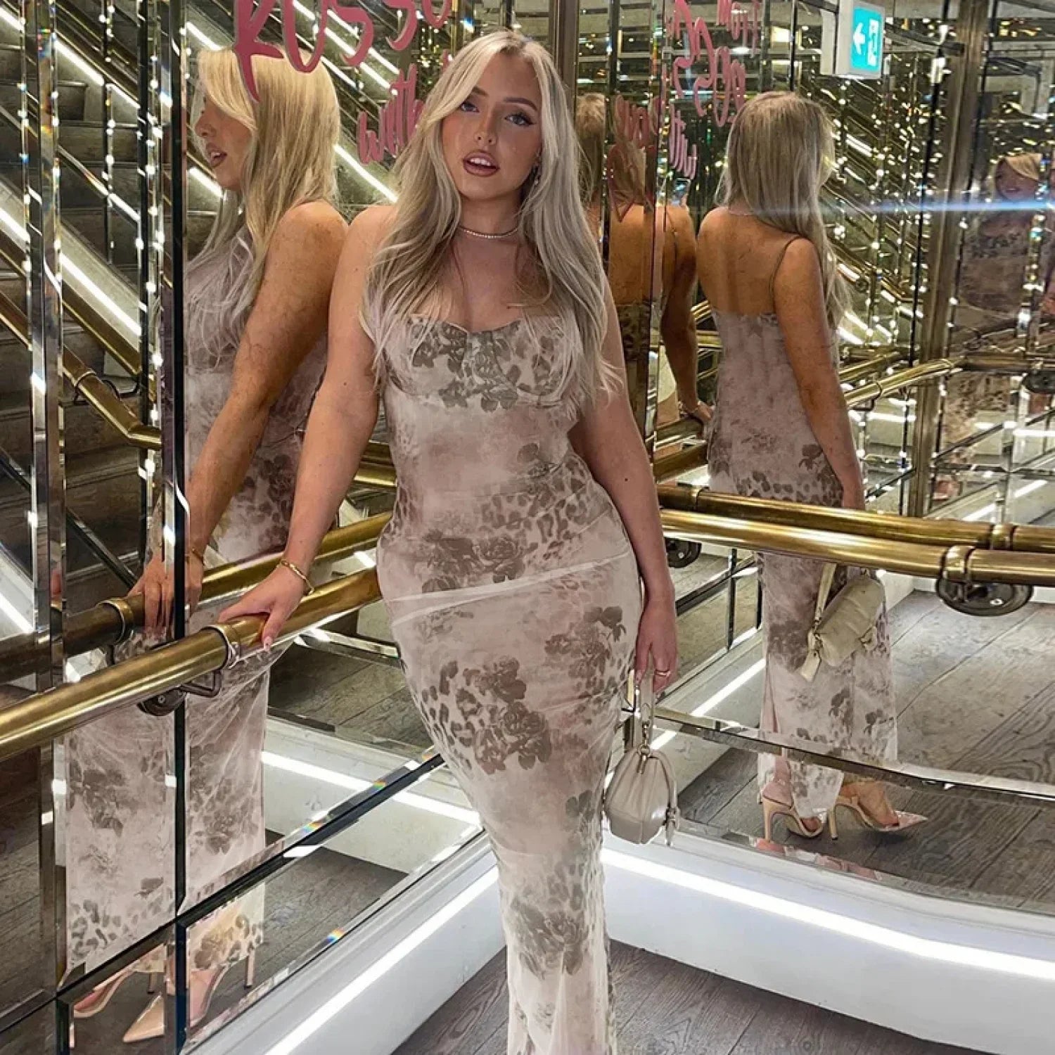Sexy Elegant Spaghetti Strap Floral Dress