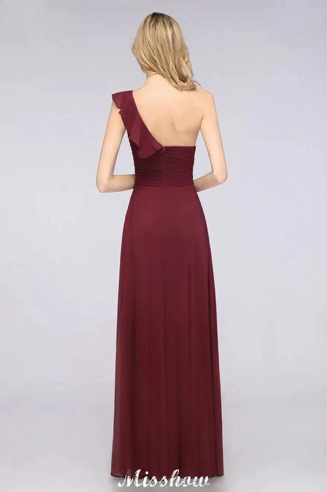 Sexy One-Shoulder Sweetheart Sleeveless Bridesmaid Dress Ruffles Beach Wedding Party Dress (ZD12906)