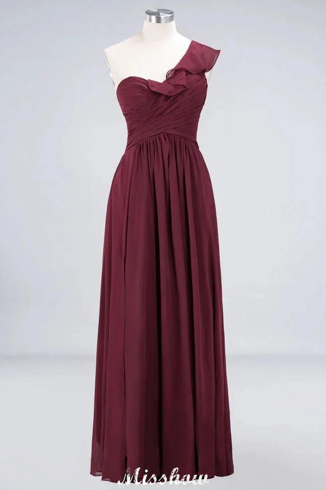 Sexy One-Shoulder Sweetheart Sleeveless Bridesmaid Dress Ruffles Beach Wedding Party Dress (ZD12906)