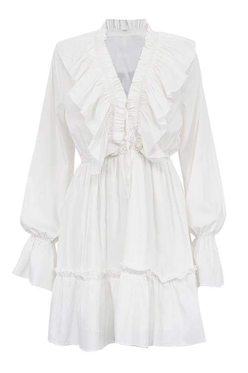 Sharon V - neck Ruffle Mini Dress