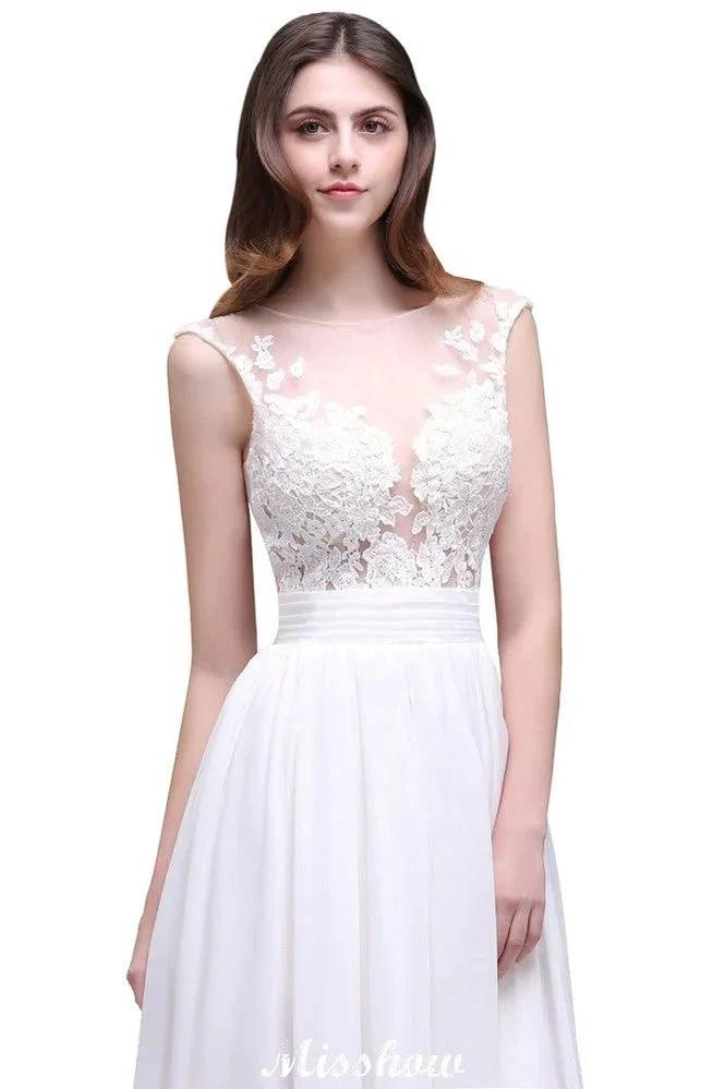 Sheath Sheer Lace Chiffon Beach Wedding Dresses (ZD13948)