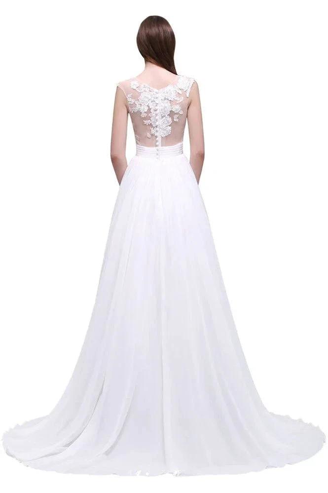 Sheath Sheer Lace Chiffon Beach Wedding Dresses (ZD13948)