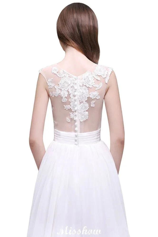 Sheath Sheer Lace Chiffon Beach Wedding Dresses (ZD13948)