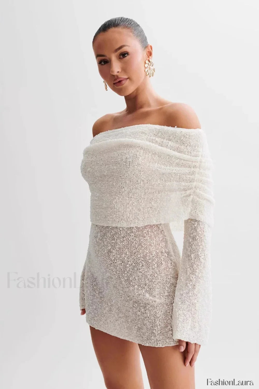 Vintage Inspired Sheer Long Sleeve Dress for Modern Fashion Wear