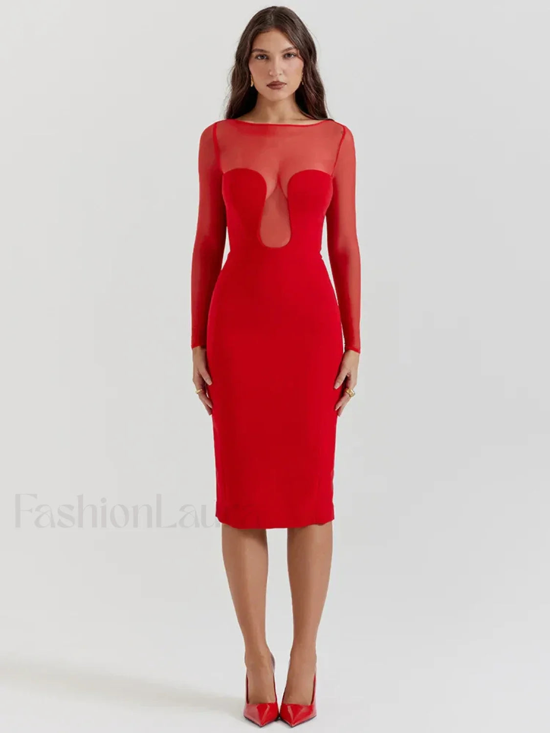 Sheer Strapless Midi Dress