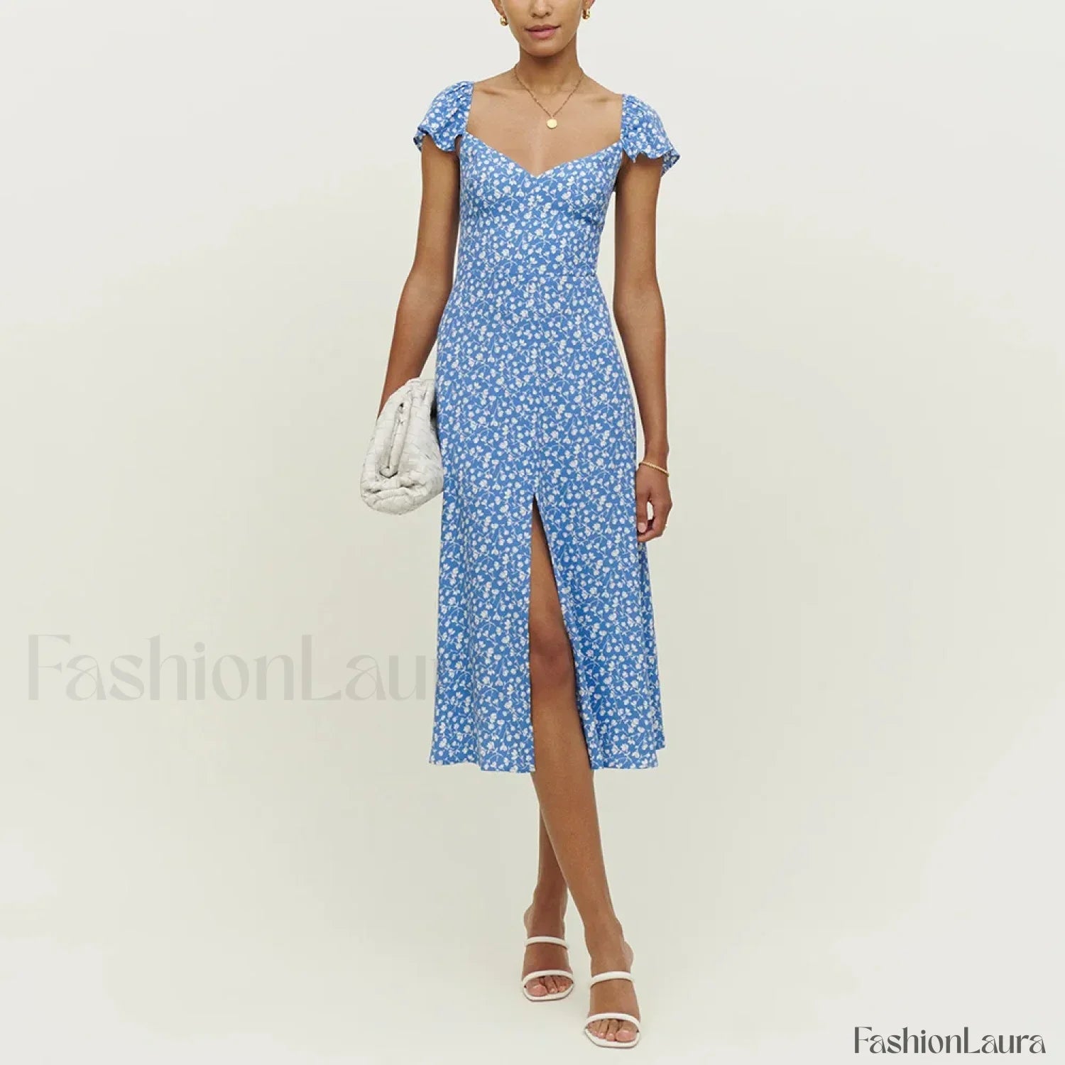 Short Sleeve Slit Dress with Relaxed Fit and Layered Outfit Styling