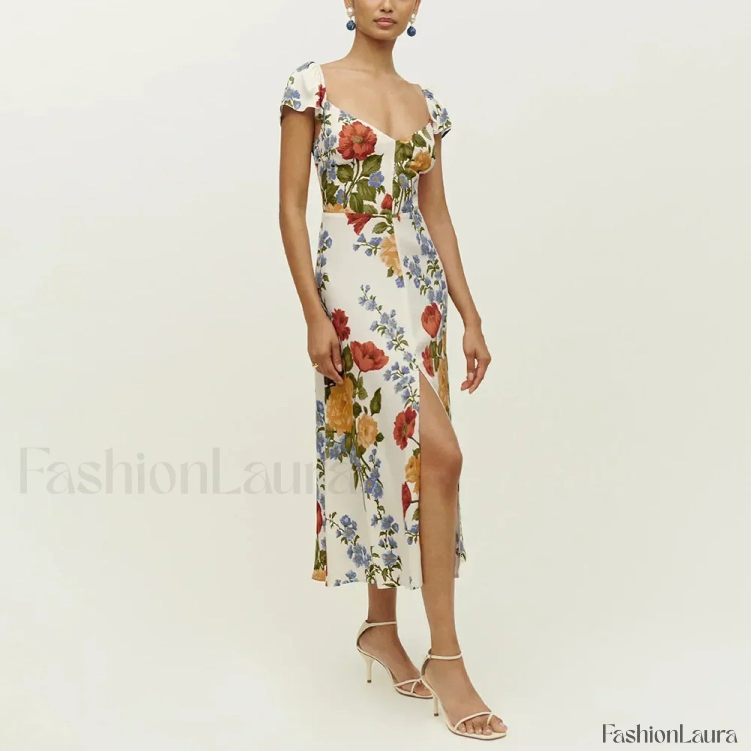 Short Sleeve Slit Dress with Relaxed Fit and Layered Outfit Styling
