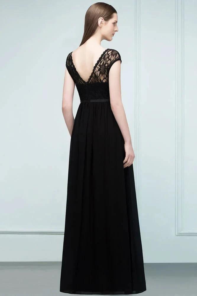 Short Sleeves Lace A-line Floor Length Bridesmaid Dresses with Sash (ZD13055)