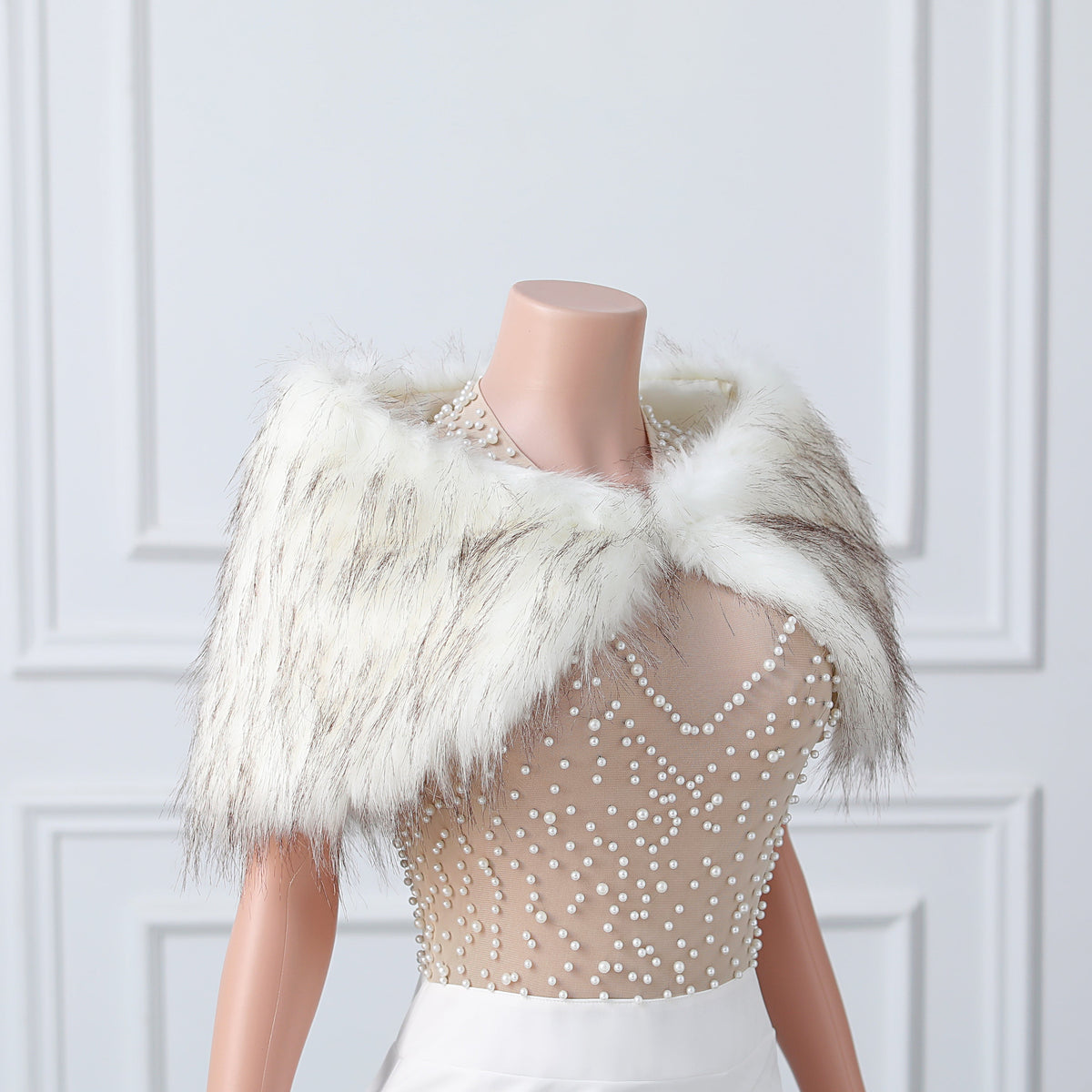 Short White with Brown Floral Winter Wraps