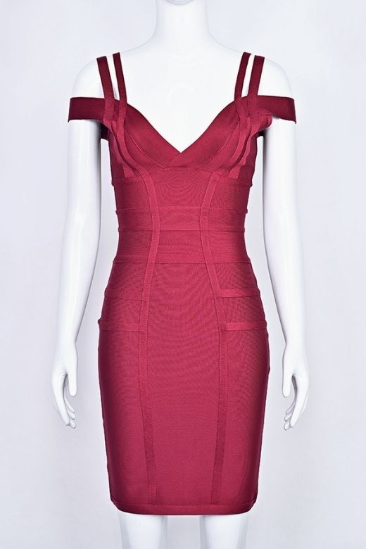 Sia Bandage Dress - Red Wine