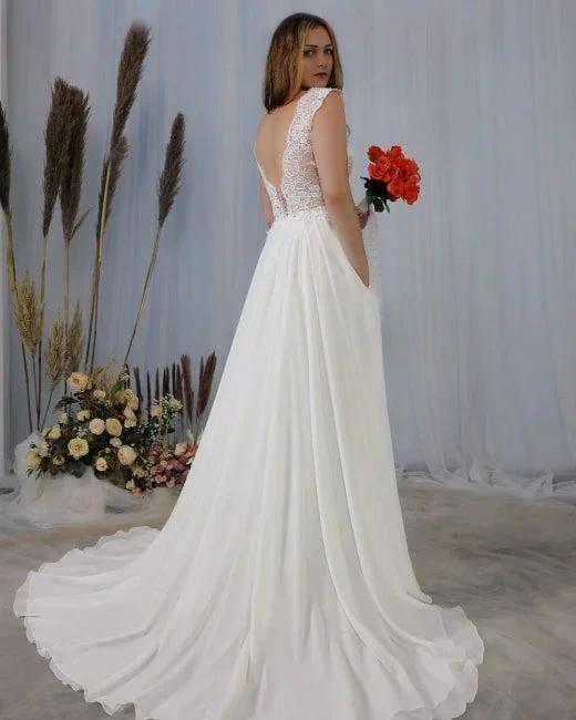 Simple wedding dresses with lace | Summer wedding dresses (ZD13910) - View 2 | VelvetHem
