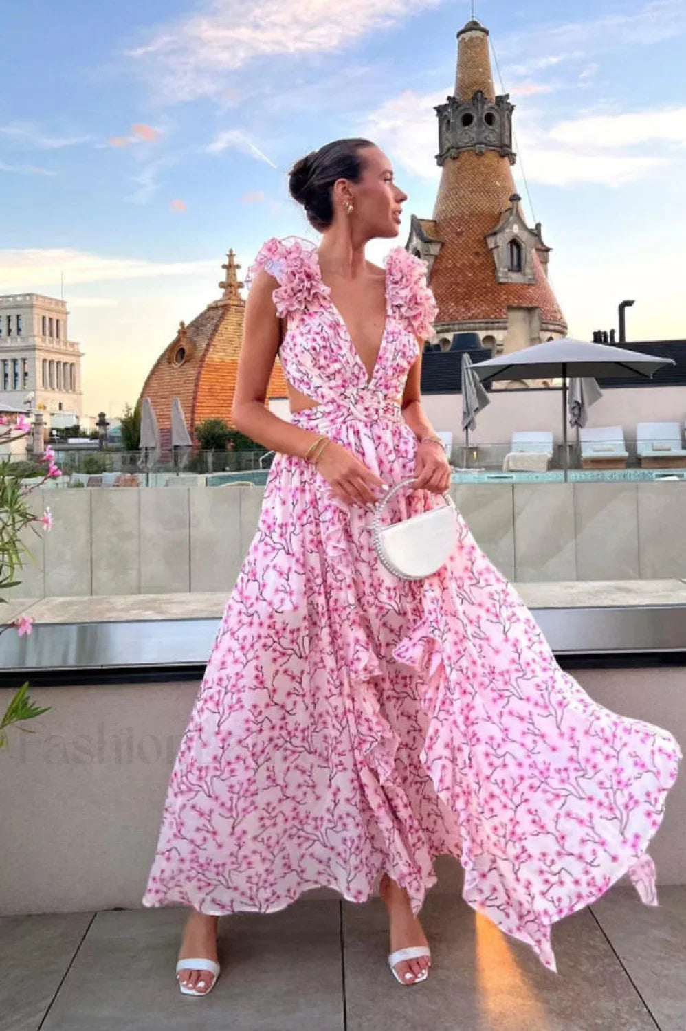 Skye Maxi Stylish Floral Dress XS / Pink