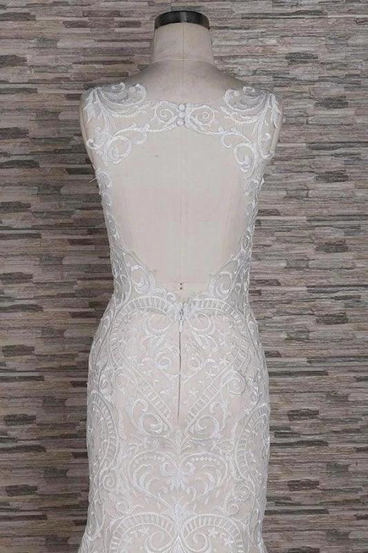 Sleek Square Neck Appliques Pretty Mermaid Elegant Wedding Dresses (ZD14712)