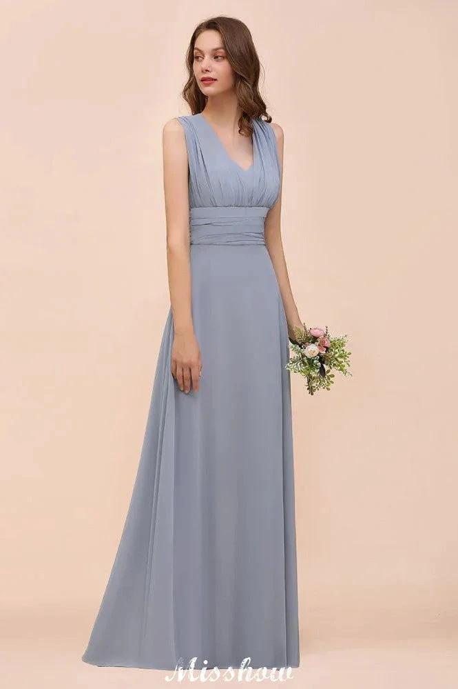 Sleeveless A-line Bridesmaid Dress Floor-Length Formal Dress (ZD12948)