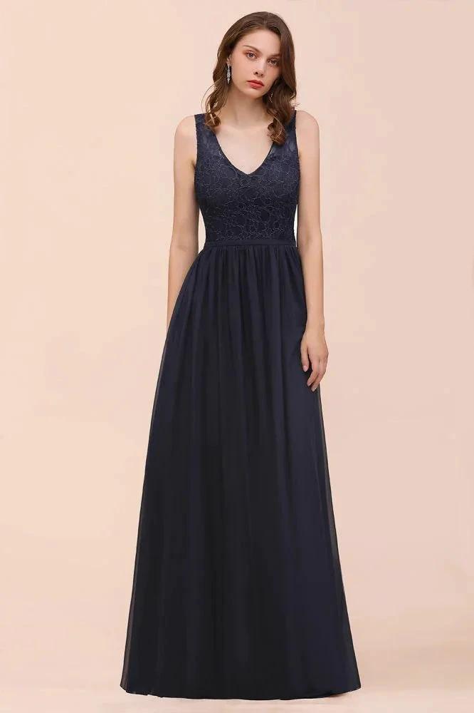 Sleeveless Black A-line Evening Maxi Dress Chiffon Bridesmaid Dress Formal Dress (ZD12965)
