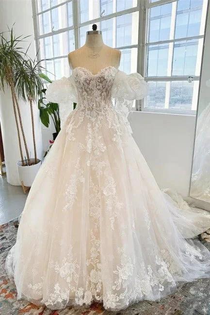 Sleeveless Floor Length Garden Strapless Tulle Lace Wedding Dress with Appliques (ZD14941)