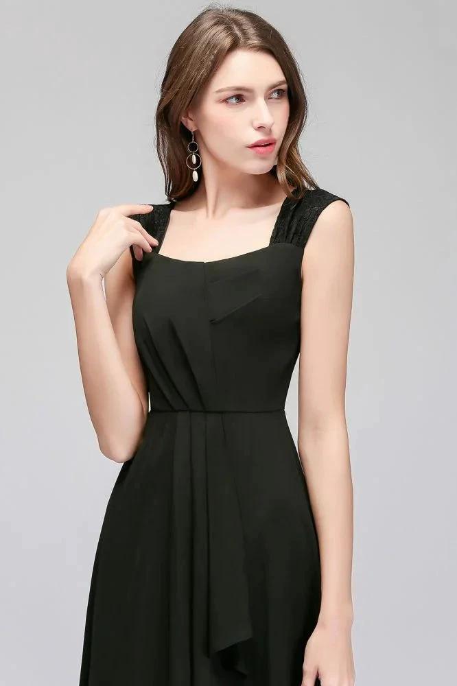 Sleeveless Ruffled Chiffon Black Bridesmaid Dresses (ZD13041)