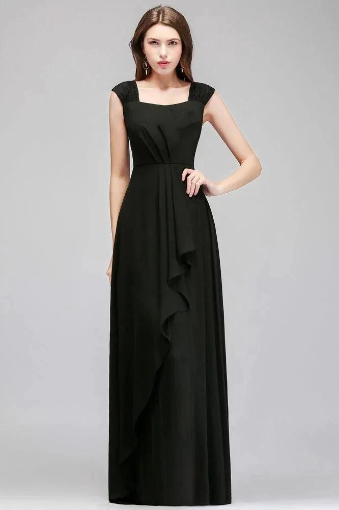 Sleeveless Ruffled Chiffon Black Bridesmaid Dresses (ZD13041)