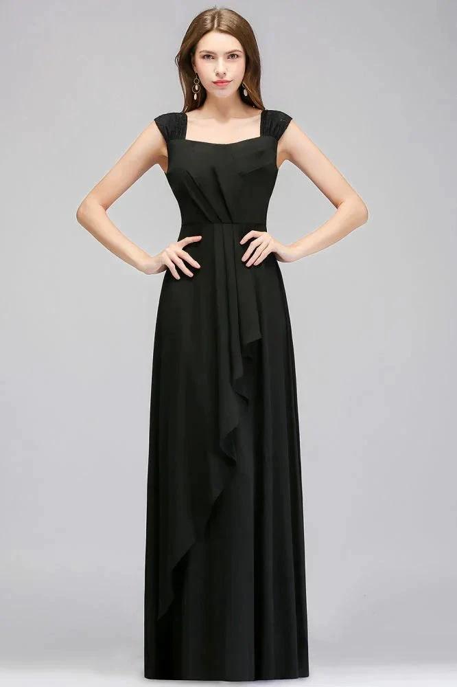 Sleeveless Ruffled Chiffon Black Bridesmaid Dresses by misshow.com
