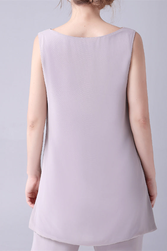 Sleeveless strap jewel casual mother's suit