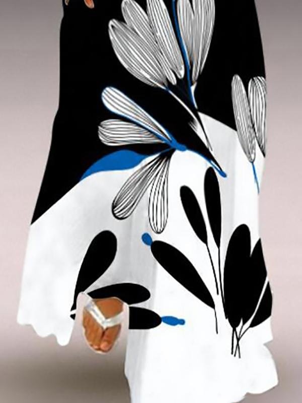 Sleeveless V neck Printed Flower Long Dress