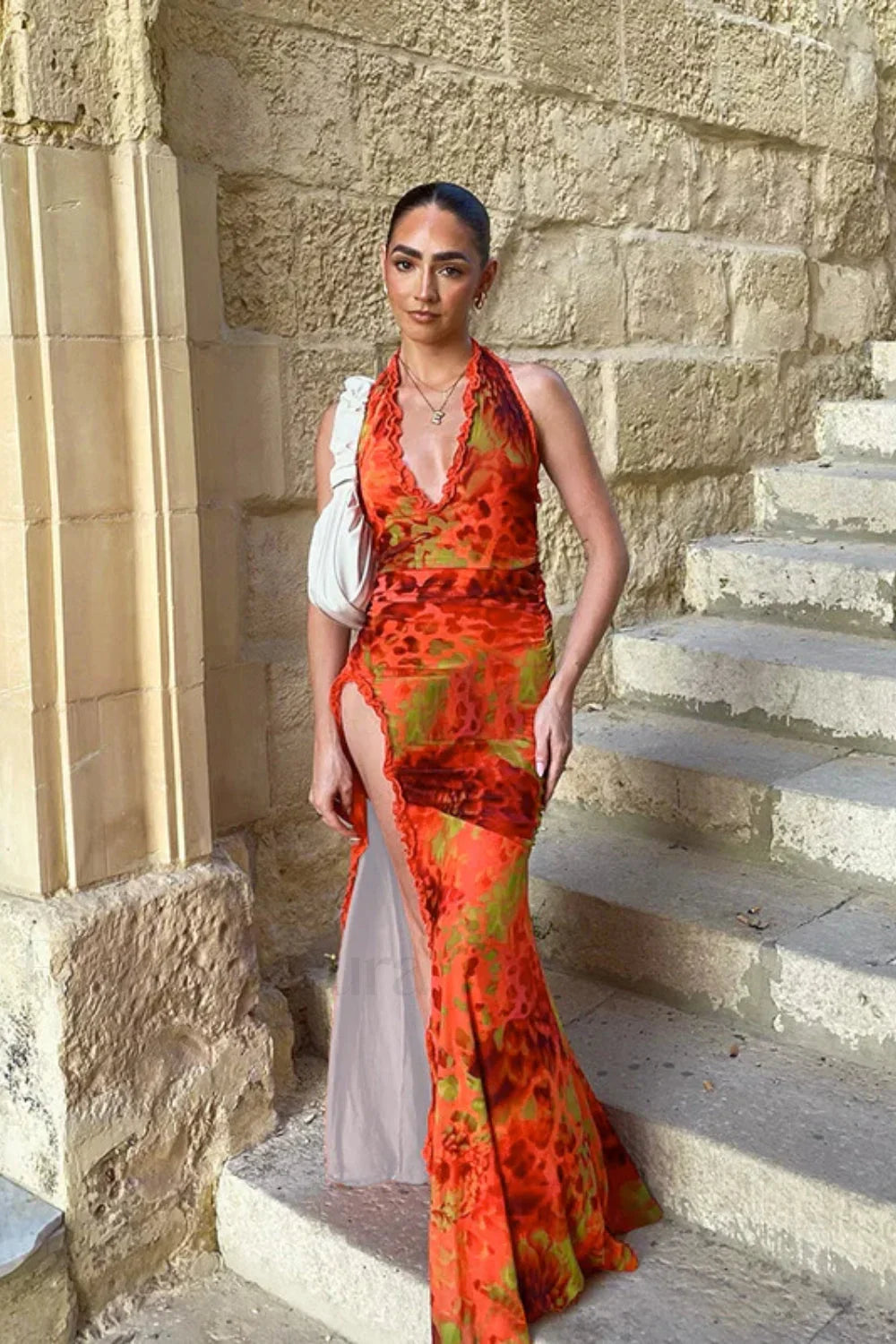 Slim Fit Printed Dress with Relaxed Fit and Comfort Fit Design