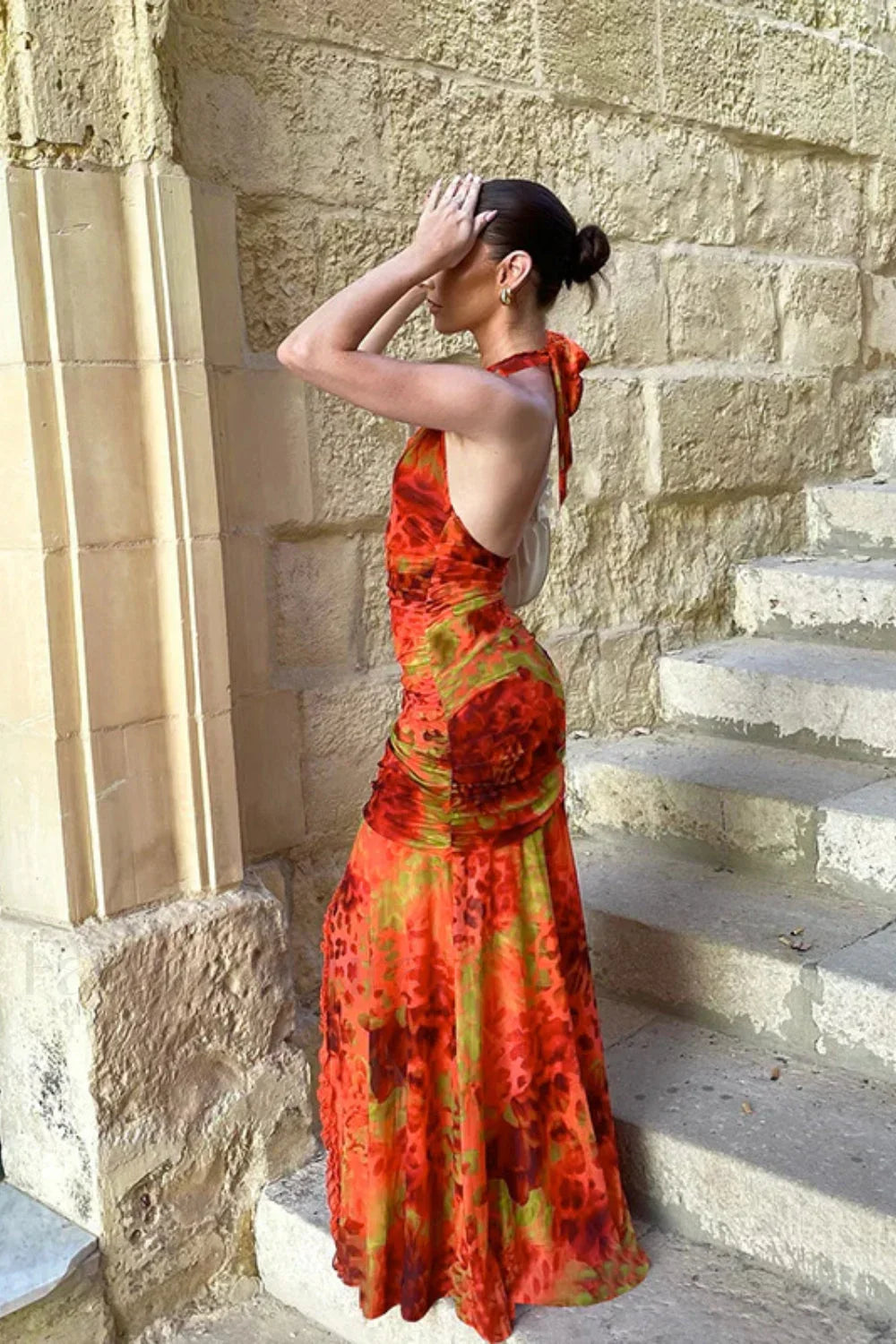 Slim Fit Printed Dress with Relaxed Fit and Comfort Fit Design