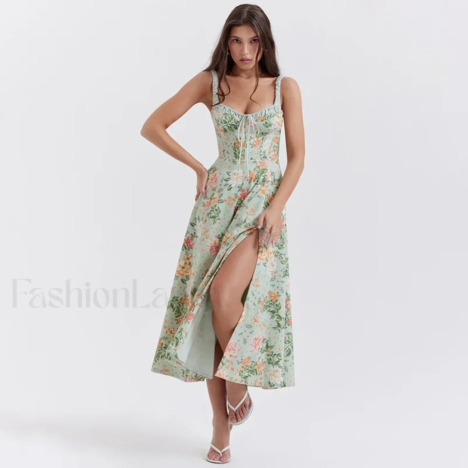 Slim Spaghetti Strap Floral Dress