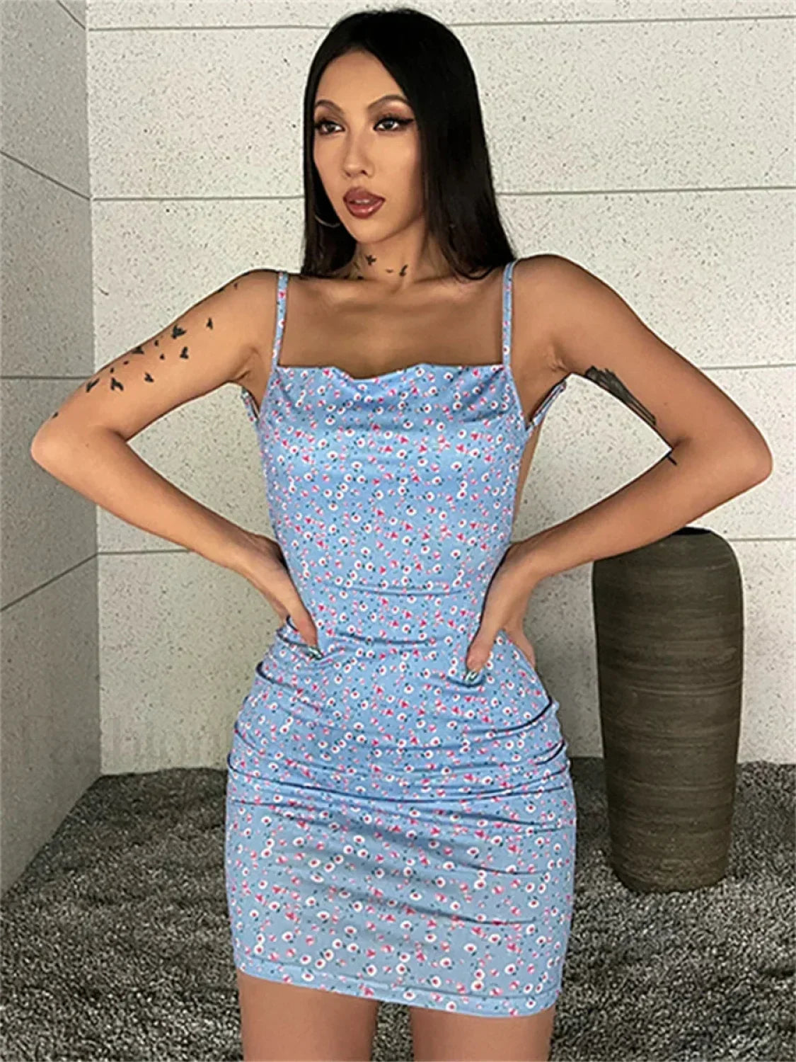 Sling Wrap Bodycon Dress with Relaxed Everyday Styling Boutique Fashion Style