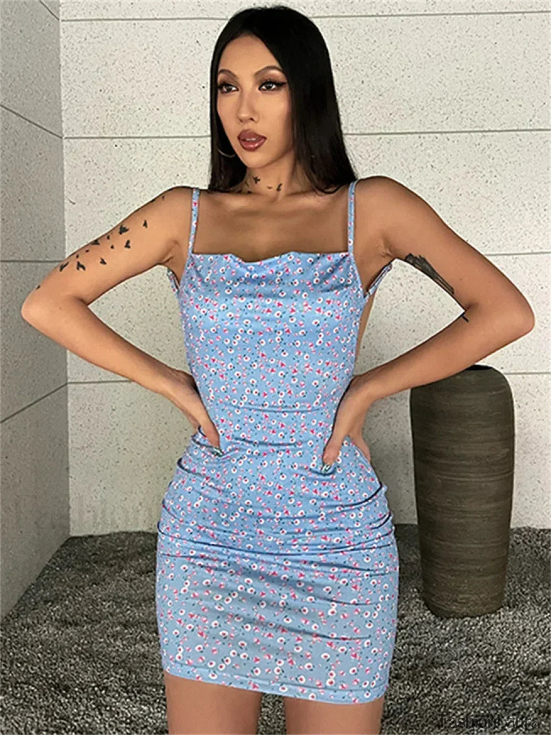Sling Wrap Bodycon Dress with Relaxed Everyday Styling Boutique Fashion Style