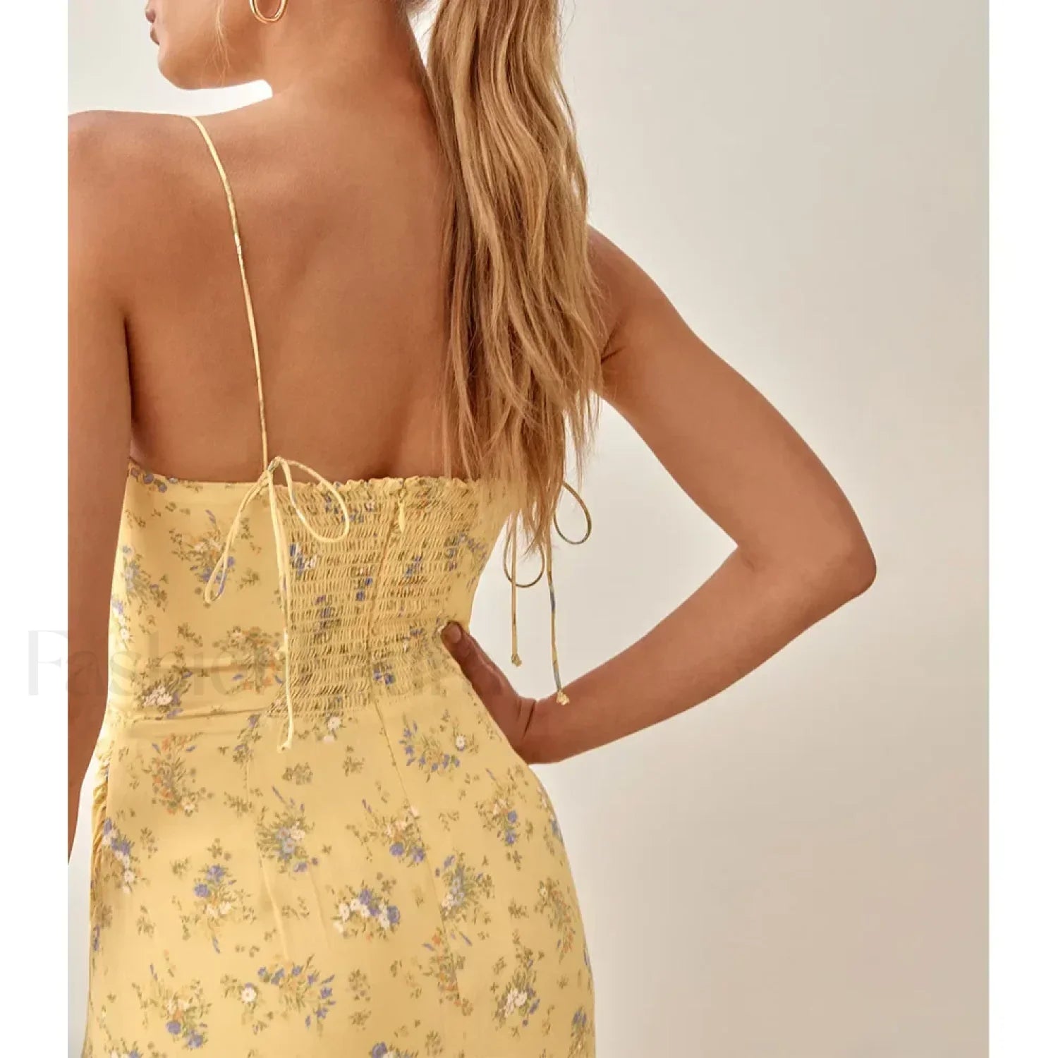 Slit Spaghetti Chiffon Dress with Relaxed Fit and Layered Outfit Styling
