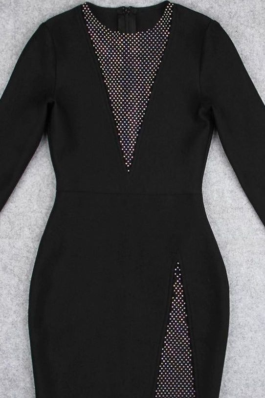 Sofie Bodycon Long Sleeve Mini Dress - Classic Black