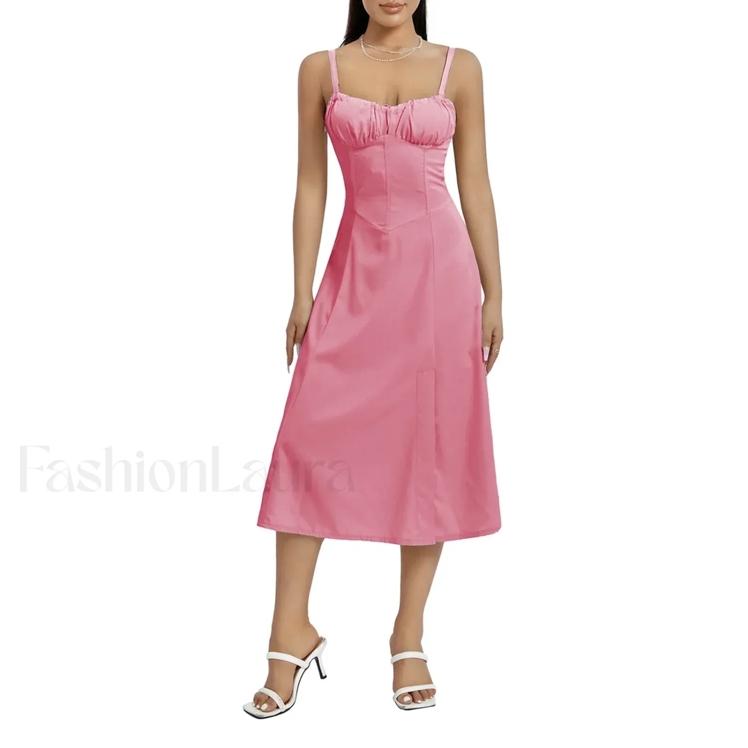 Solid Bandage A-Line Midi Dress