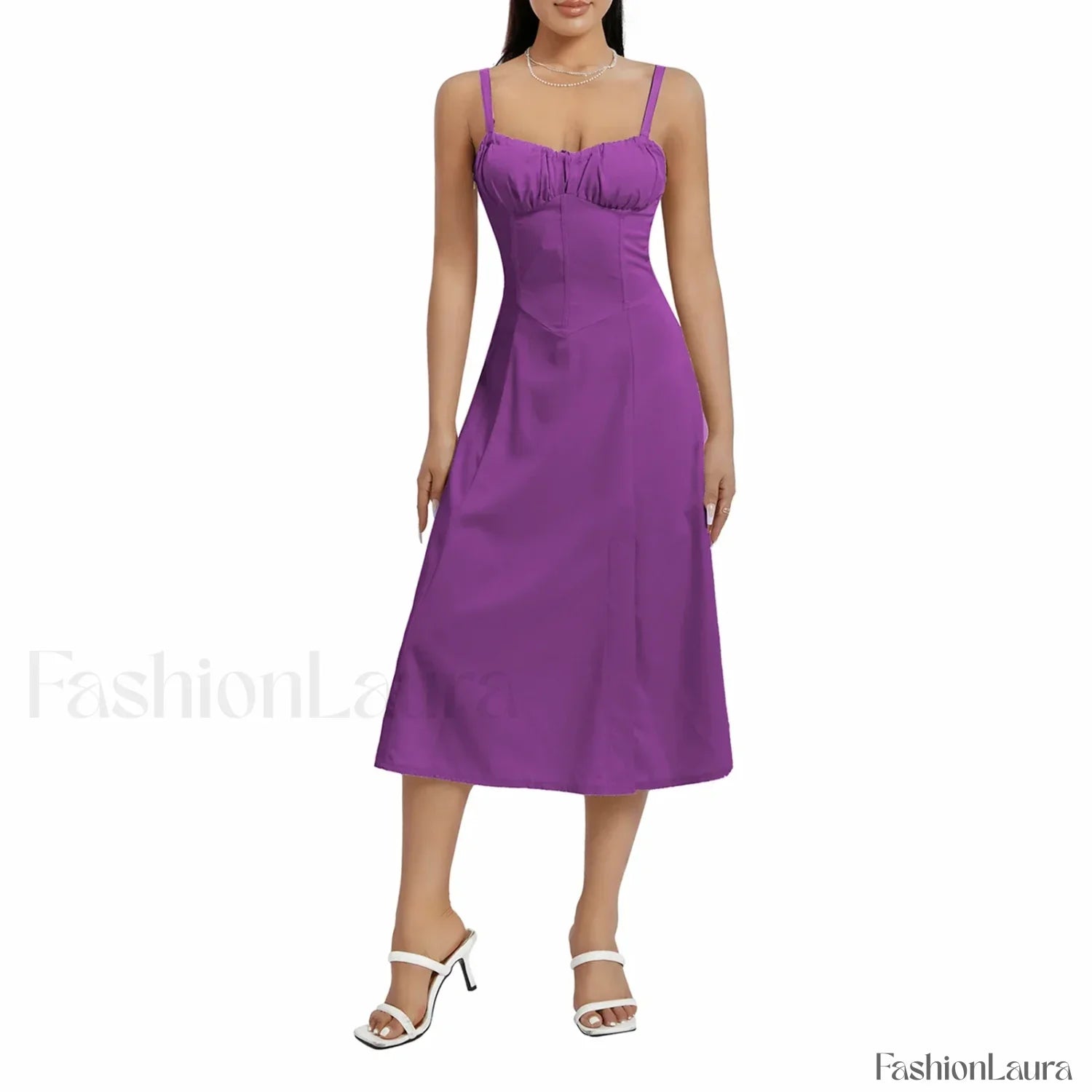 Solid Bandage A-Line Midi Dress