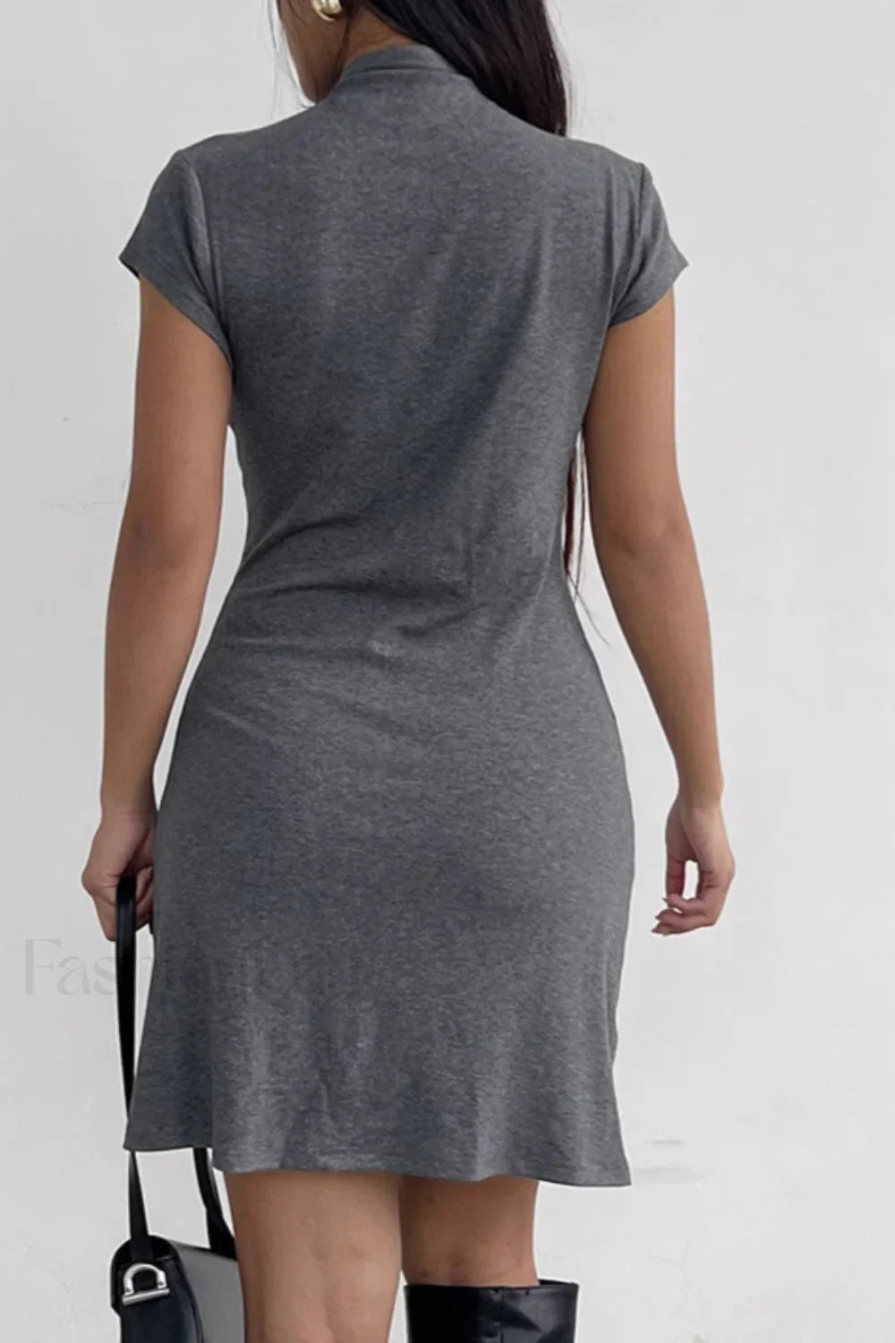 Solid Buttoned High Dress with Contemporary Everyday Styling