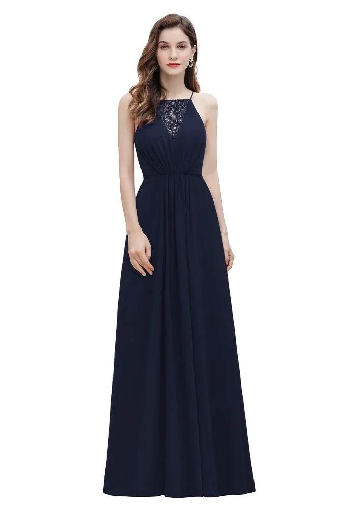 Spaghetti Bateau Aline Evening Maxi Dress Sequins Chiffon Bridesmaid Dress by misshow.com